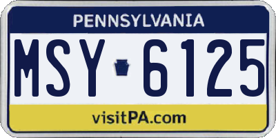 PA license plate MSY6125