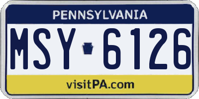 PA license plate MSY6126