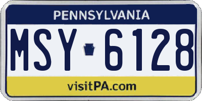 PA license plate MSY6128