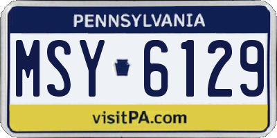 PA license plate MSY6129