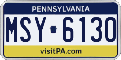 PA license plate MSY6130