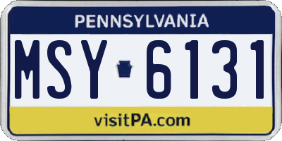 PA license plate MSY6131