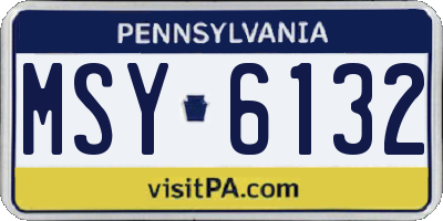 PA license plate MSY6132