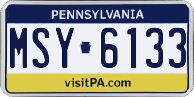 PA license plate MSY6133