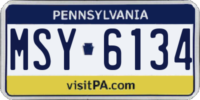 PA license plate MSY6134