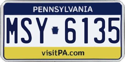 PA license plate MSY6135
