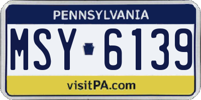 PA license plate MSY6139