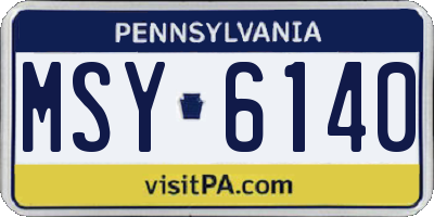 PA license plate MSY6140