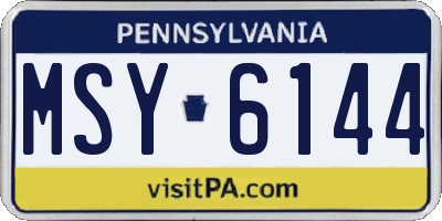 PA license plate MSY6144
