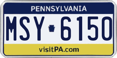 PA license plate MSY6150