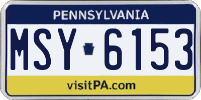 PA license plate MSY6153