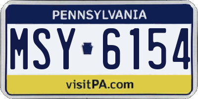 PA license plate MSY6154
