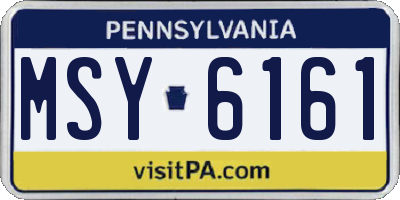 PA license plate MSY6161
