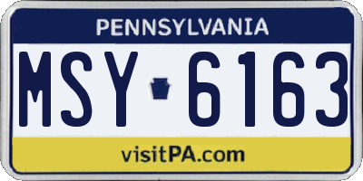 PA license plate MSY6163