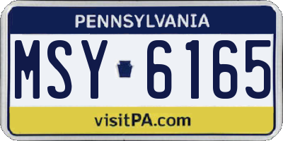 PA license plate MSY6165