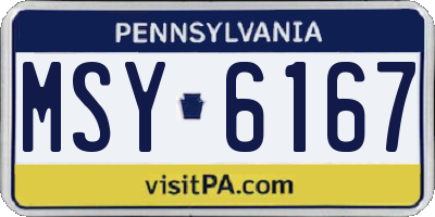 PA license plate MSY6167