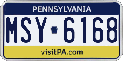 PA license plate MSY6168