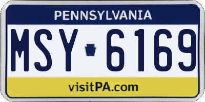 PA license plate MSY6169