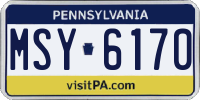 PA license plate MSY6170