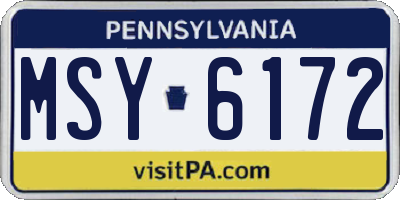 PA license plate MSY6172