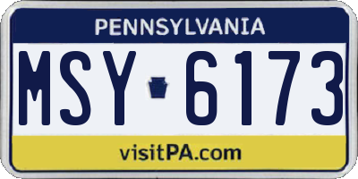 PA license plate MSY6173