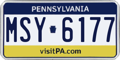 PA license plate MSY6177