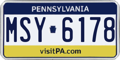 PA license plate MSY6178