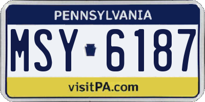 PA license plate MSY6187