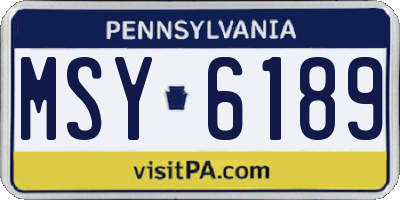PA license plate MSY6189