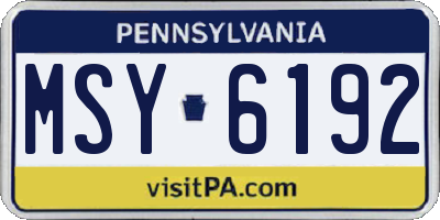 PA license plate MSY6192