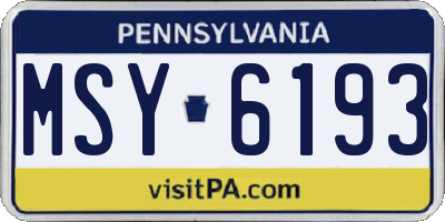 PA license plate MSY6193