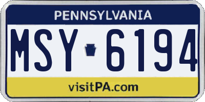 PA license plate MSY6194