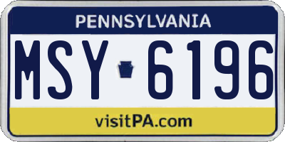 PA license plate MSY6196