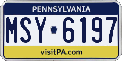 PA license plate MSY6197