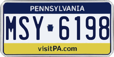 PA license plate MSY6198