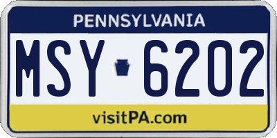 PA license plate MSY6202