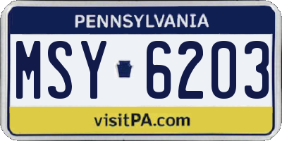 PA license plate MSY6203