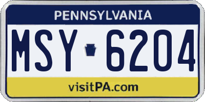 PA license plate MSY6204