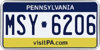 PA license plate MSY6206