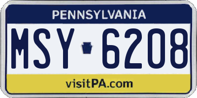PA license plate MSY6208