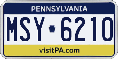 PA license plate MSY6210