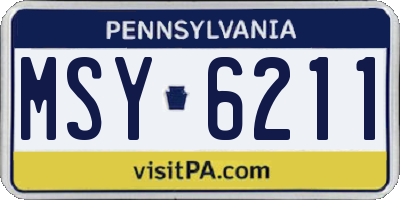 PA license plate MSY6211