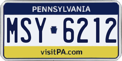 PA license plate MSY6212