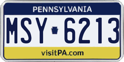 PA license plate MSY6213
