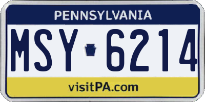 PA license plate MSY6214