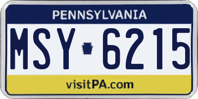 PA license plate MSY6215