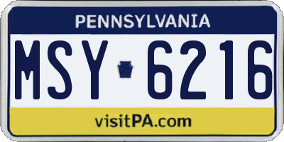 PA license plate MSY6216