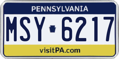 PA license plate MSY6217