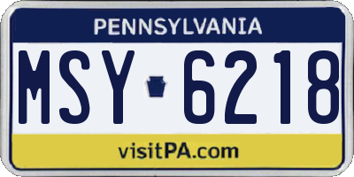 PA license plate MSY6218