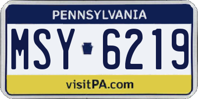 PA license plate MSY6219
